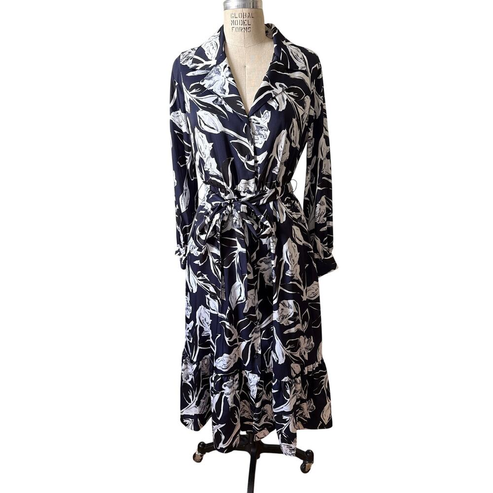 Sachin & Babi Midi Dress in Navy Floral Print Size 8 NEW Luxury